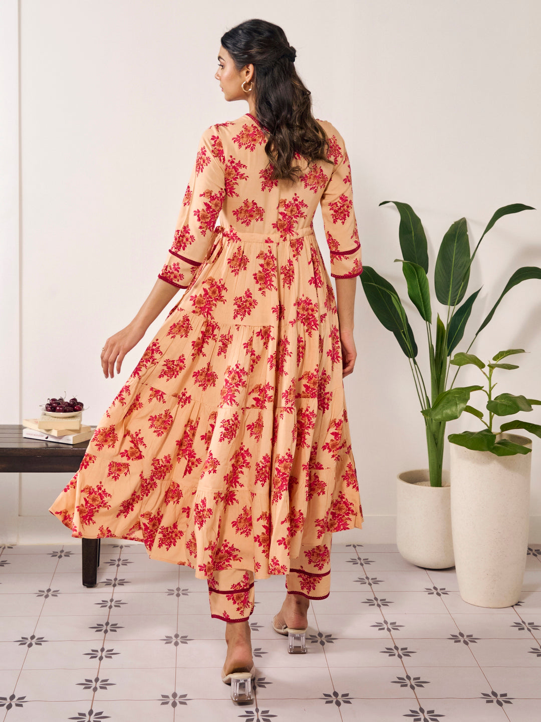 Women's Cotton Anarkali Kurta With Trouser And Dupatta