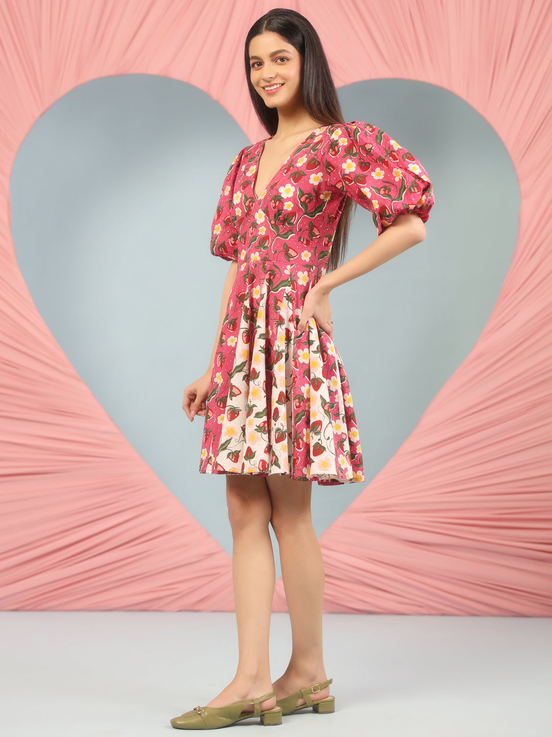 Women's Cotton Printed Fit and Flare Dress