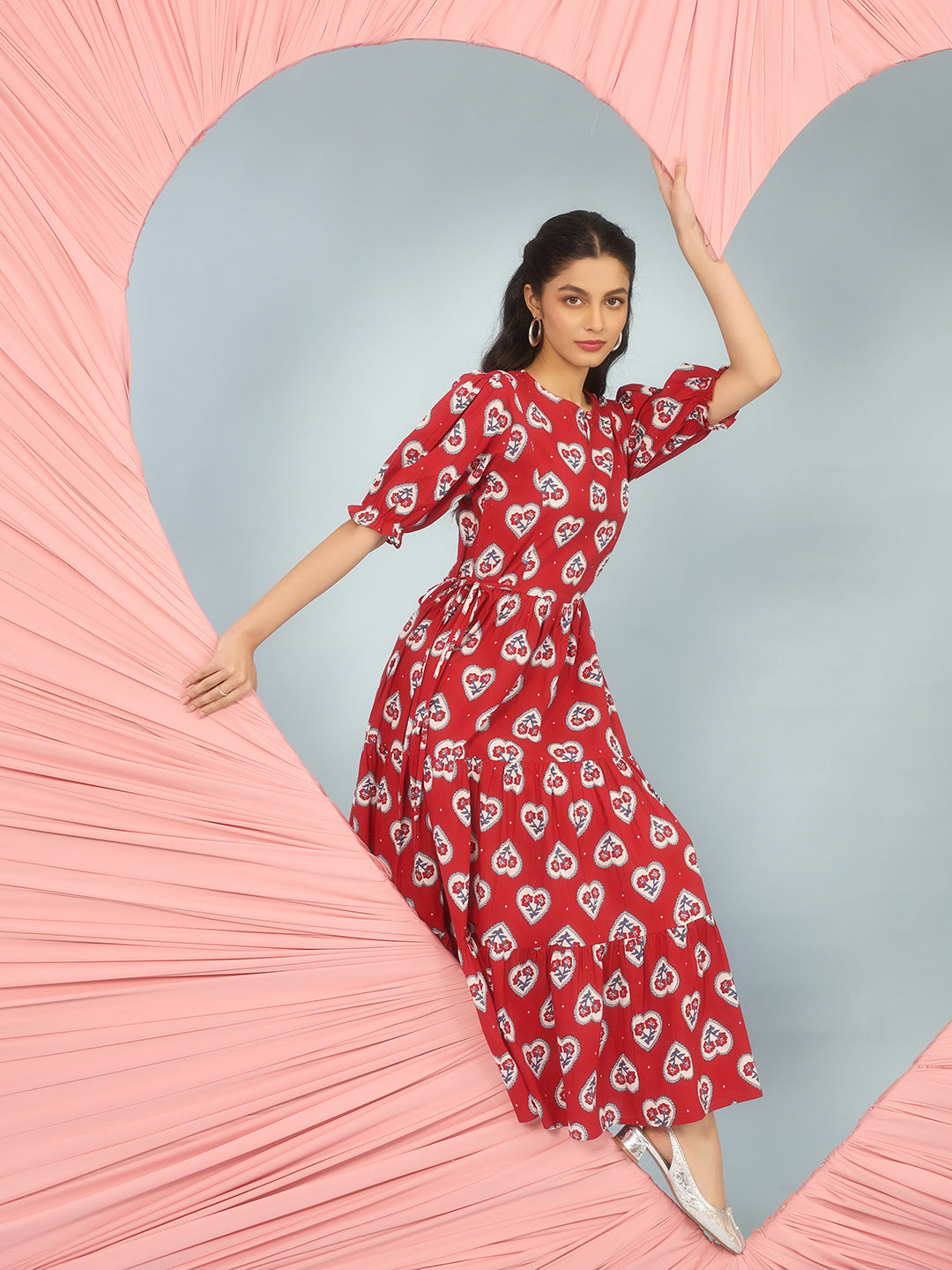 Women's Cotton Printed Flared Long Dress