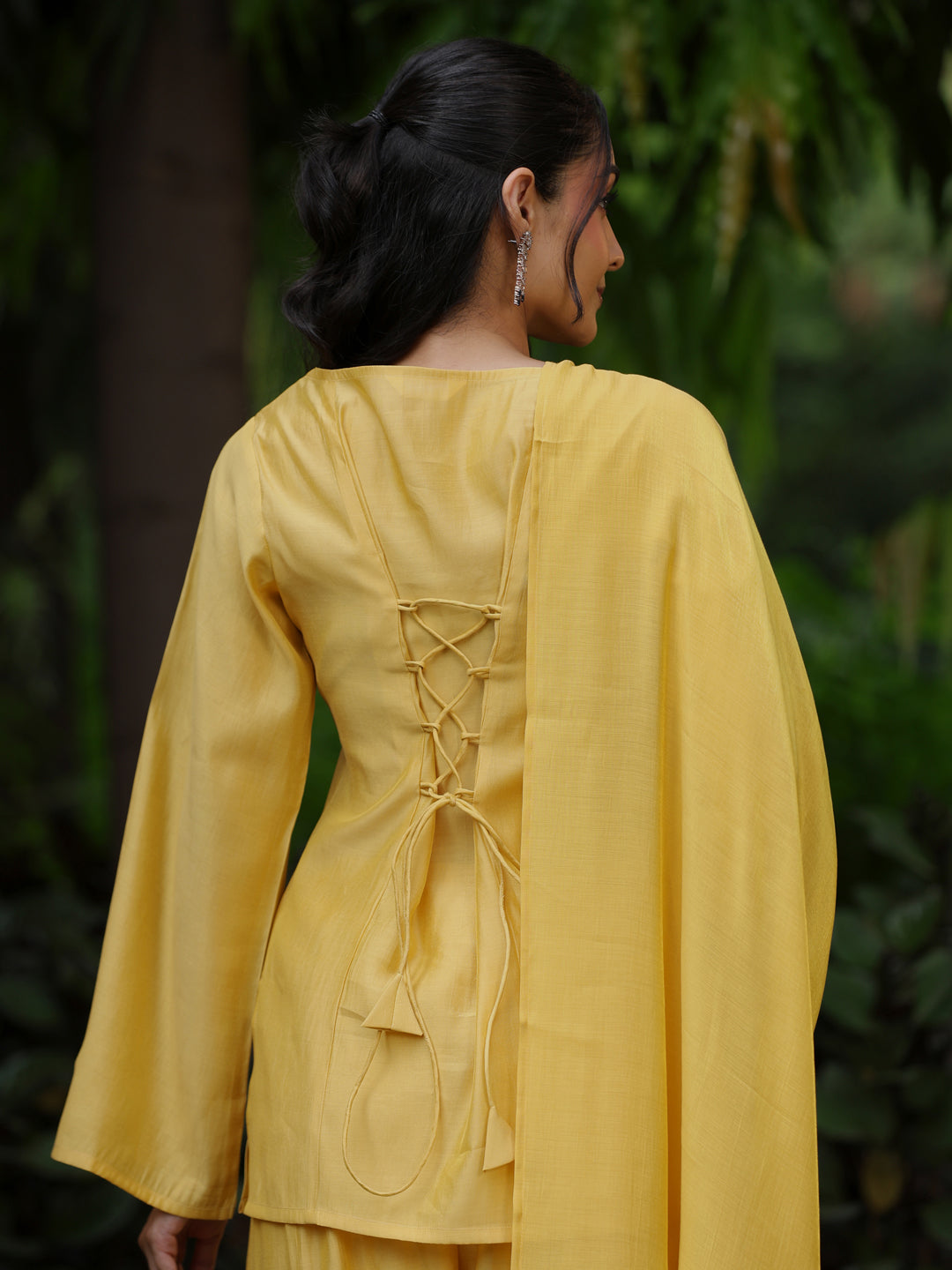 Women's Butter Yellow Embroidered Farshi Kurta Set With Dupatta