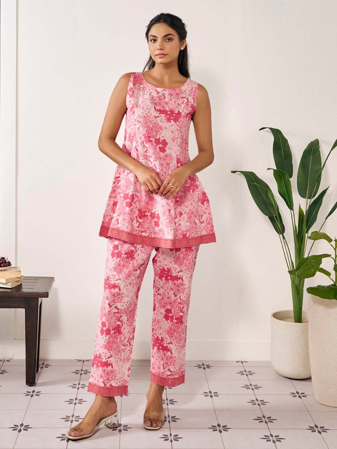 Women's Floral Peplum Short Kurta Set