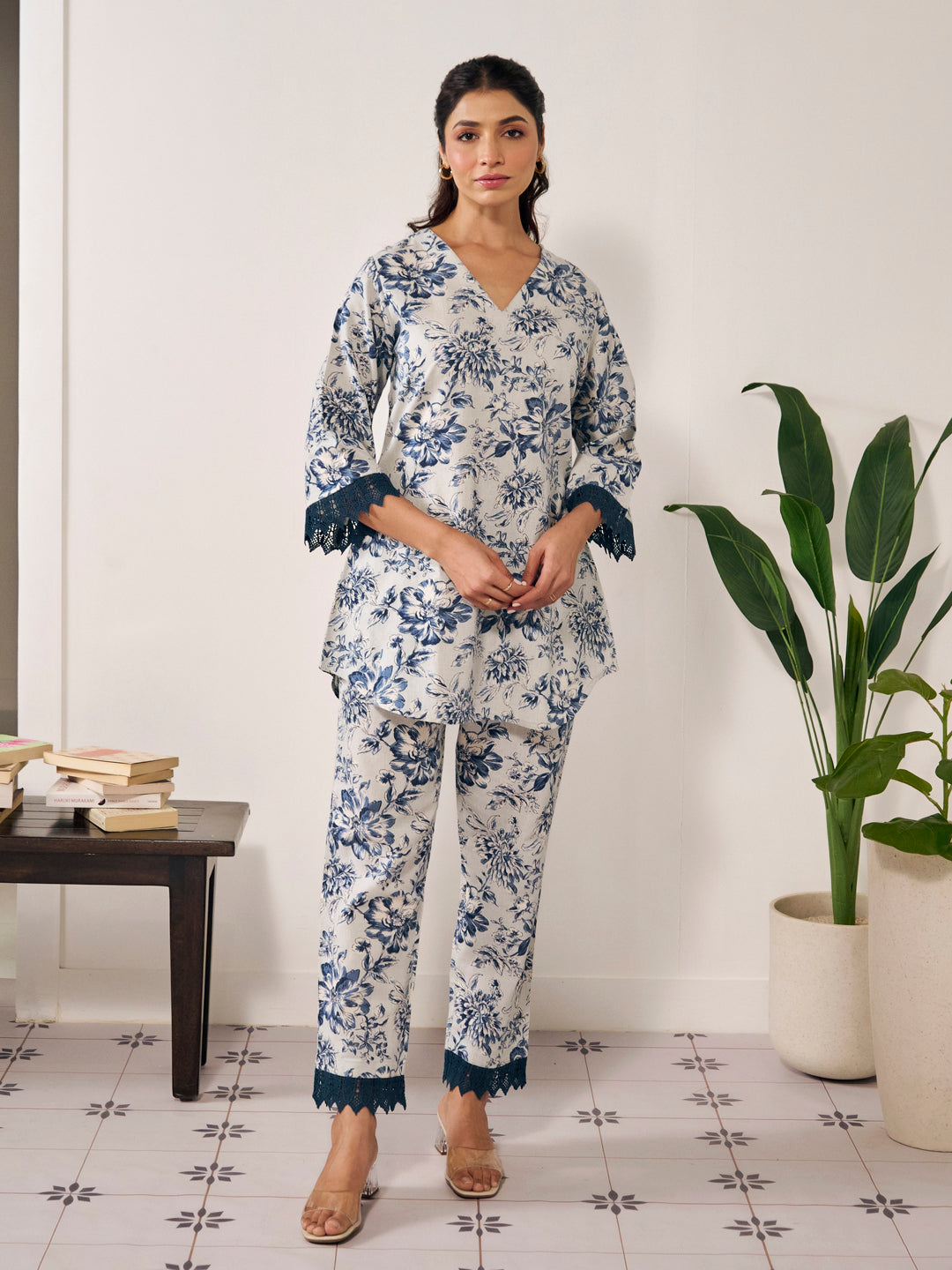 Women's Floral Short Kurta Set
