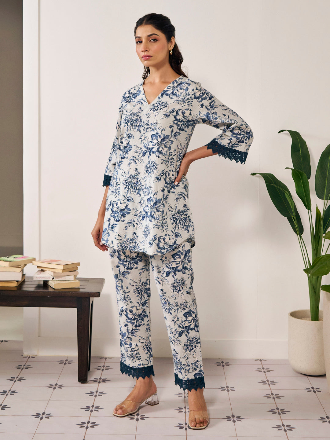 Women's Floral Short Kurta Set