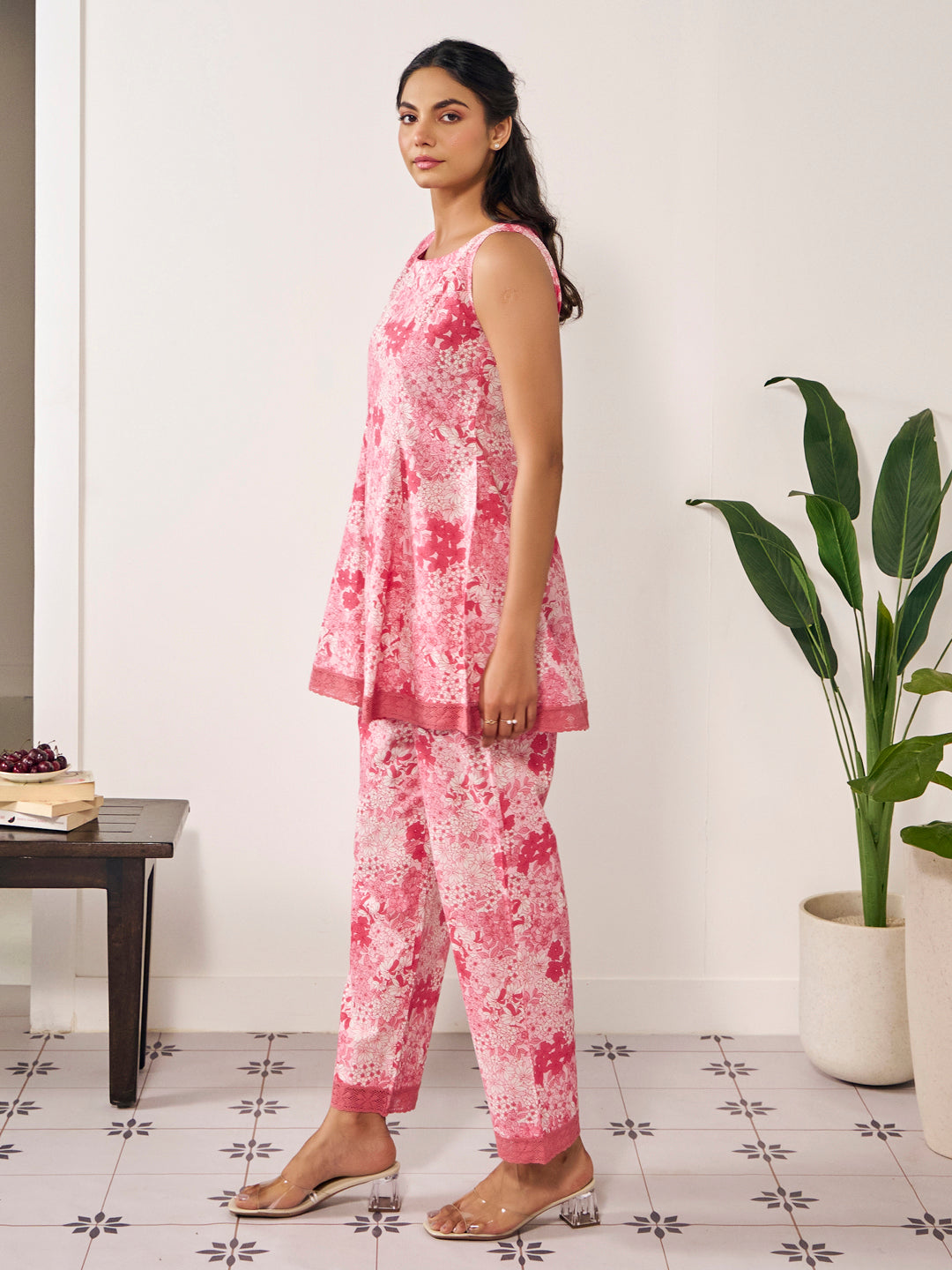Women's Floral Peplum Short Kurta Set