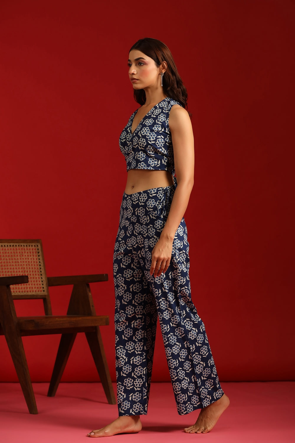 Women's Wrap Top With Straight Trousers