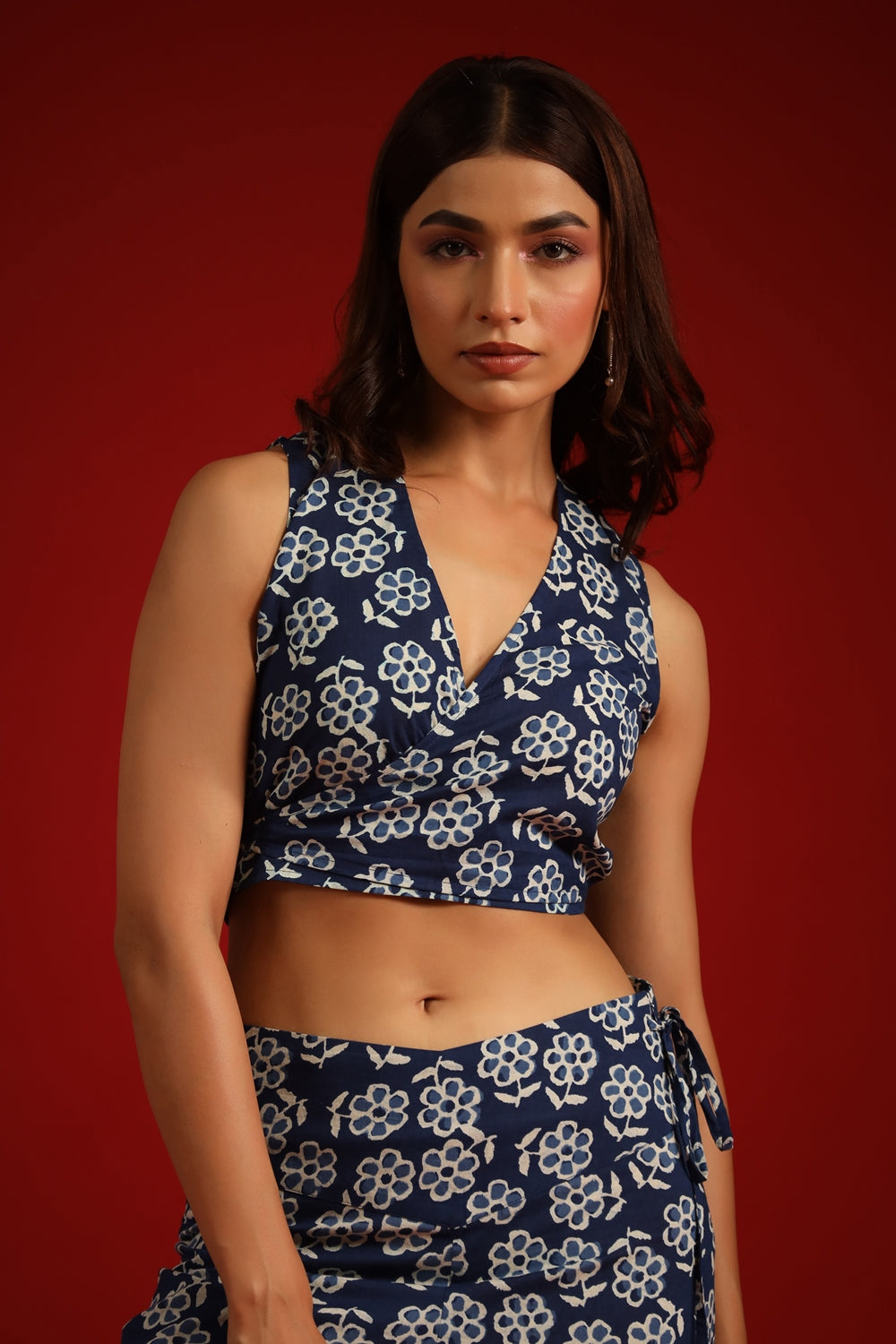 Women's Wrap Top With Straight Trousers