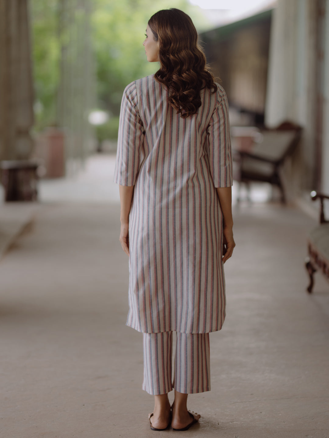 Women's Cotton Striped Straight Kurta with Pants