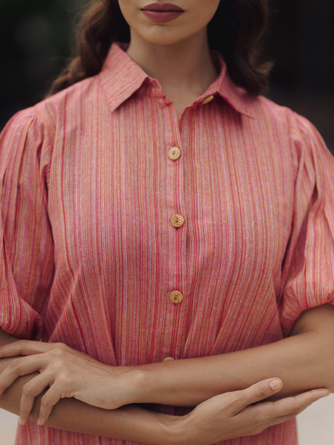 Women's Pink Cotton Button down Shirt