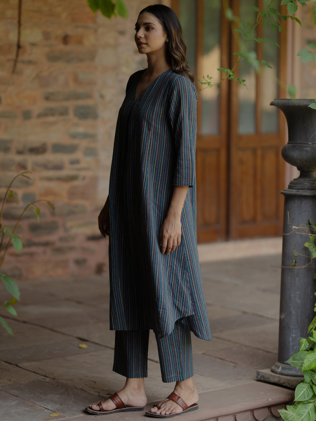 Women's Cotton A line Kurta with Pants