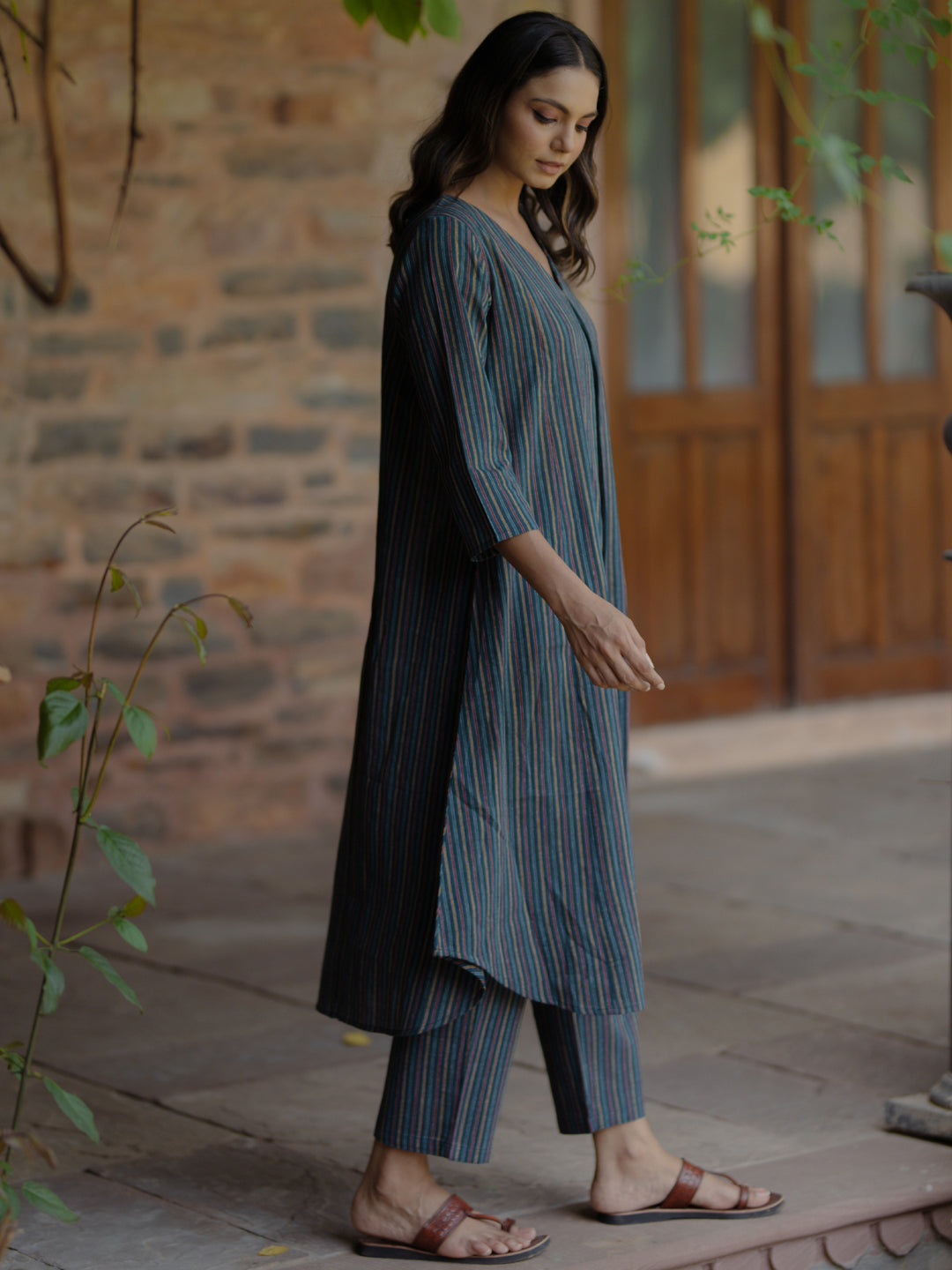 Women's Cotton A line Kurta with Pants