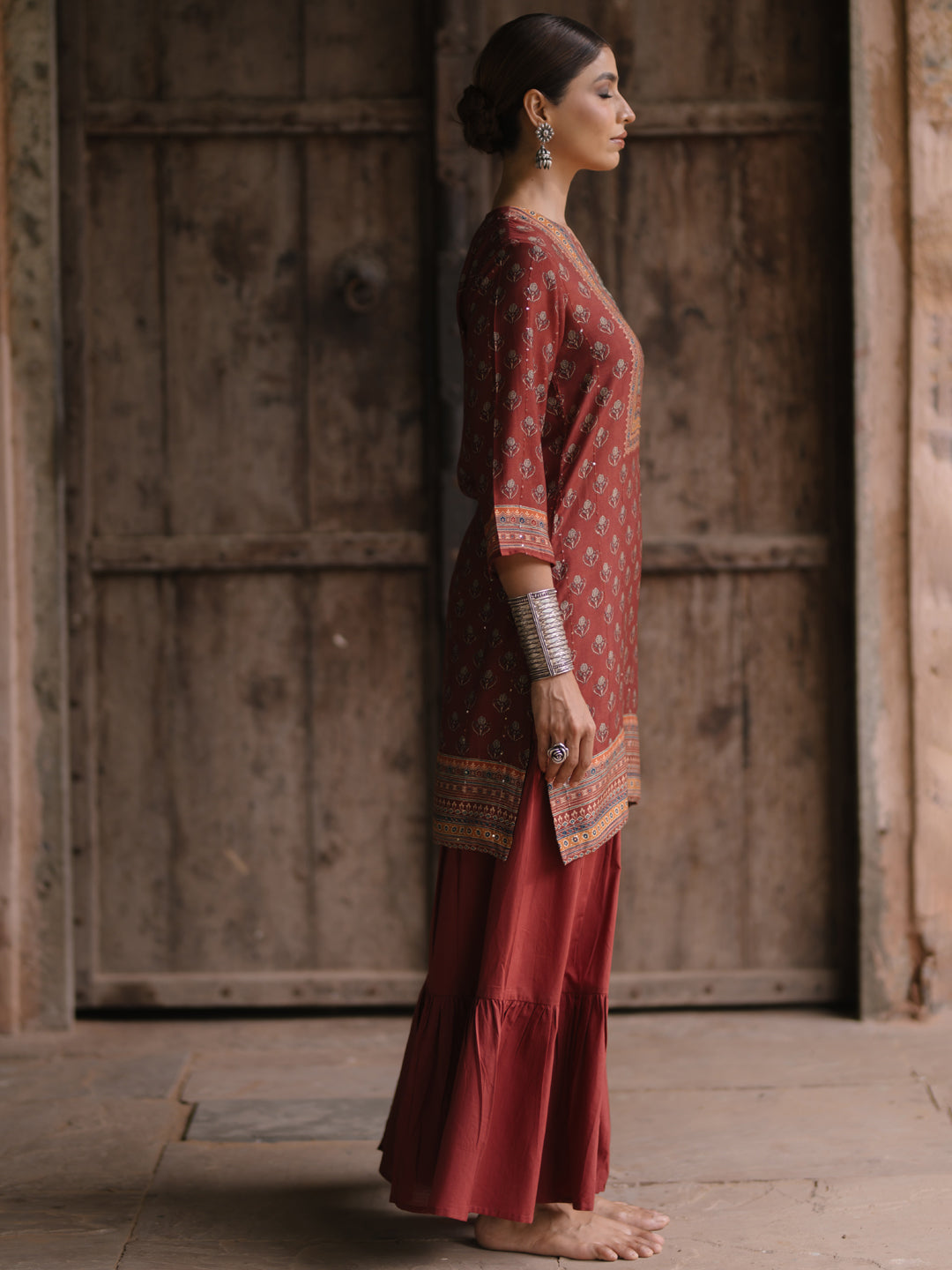 Women's Sequinned Sharara Suit Set