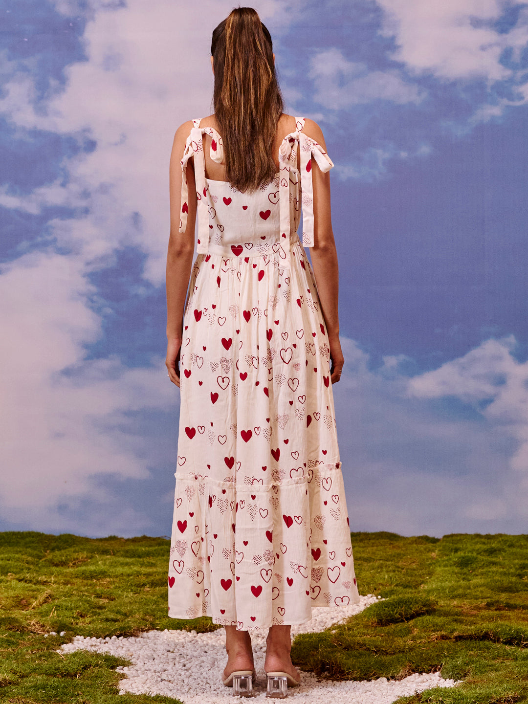 Women's long dress with tie up straps