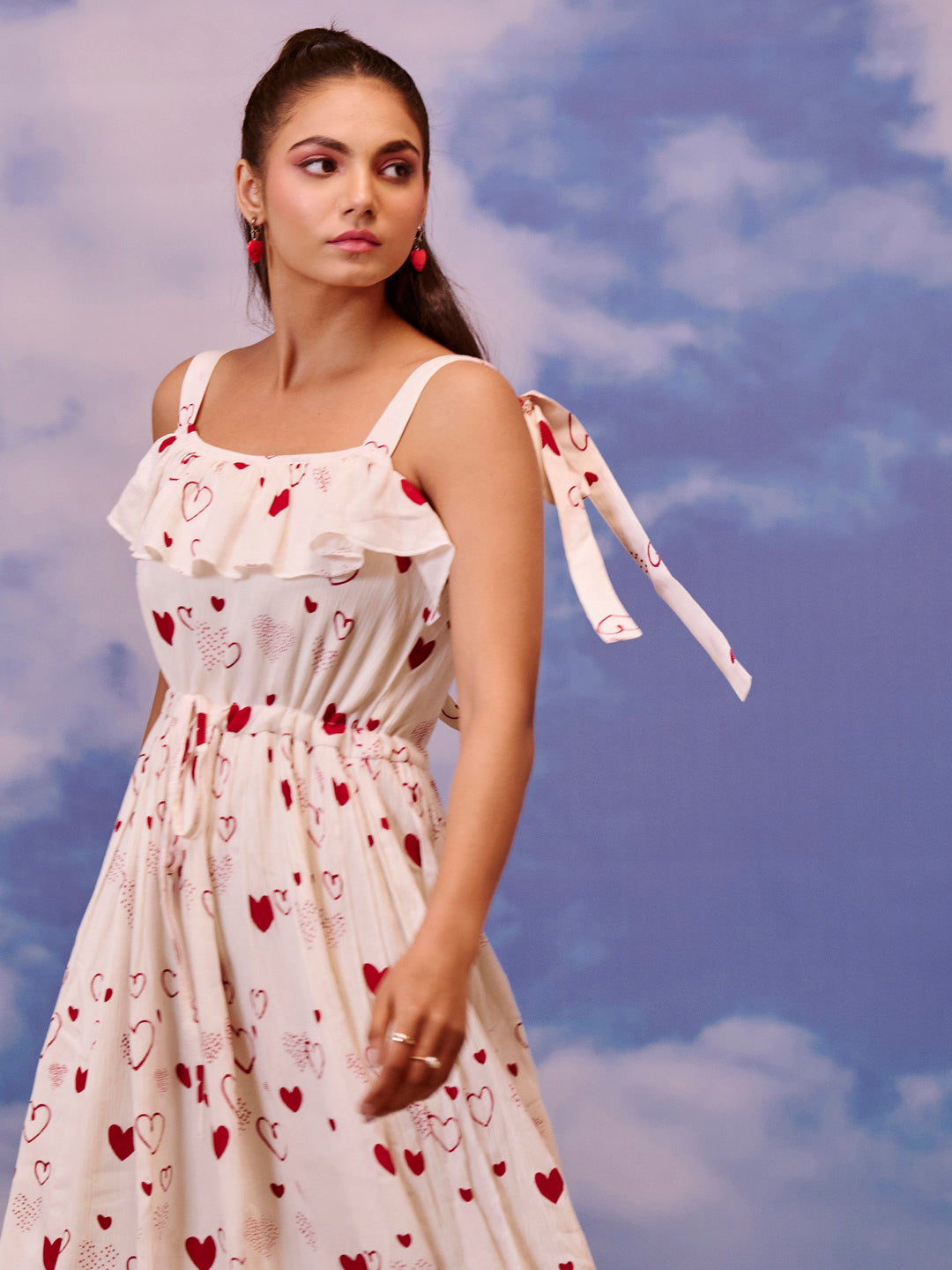 Women's long dress with tie up straps