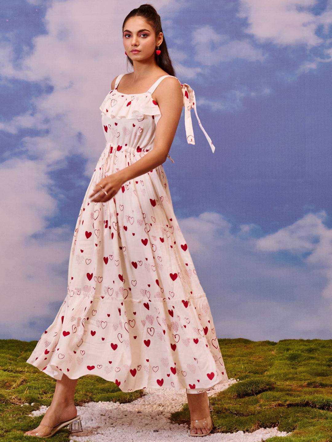 Women's long dress with tie up straps