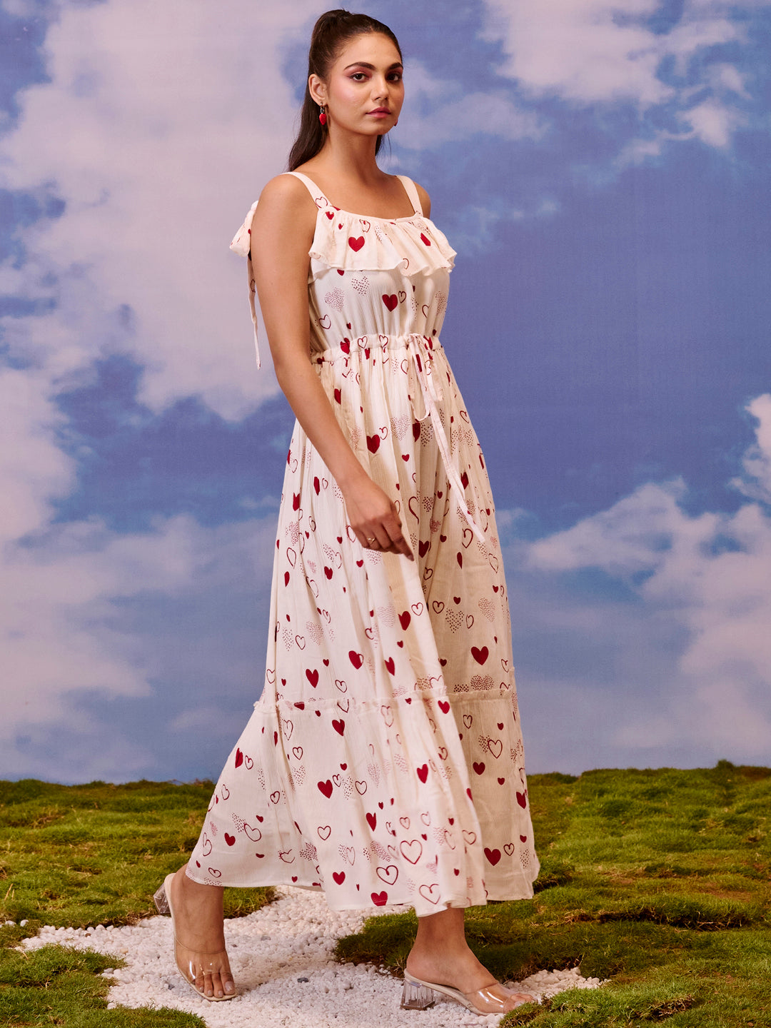 Women's long dress with tie up straps