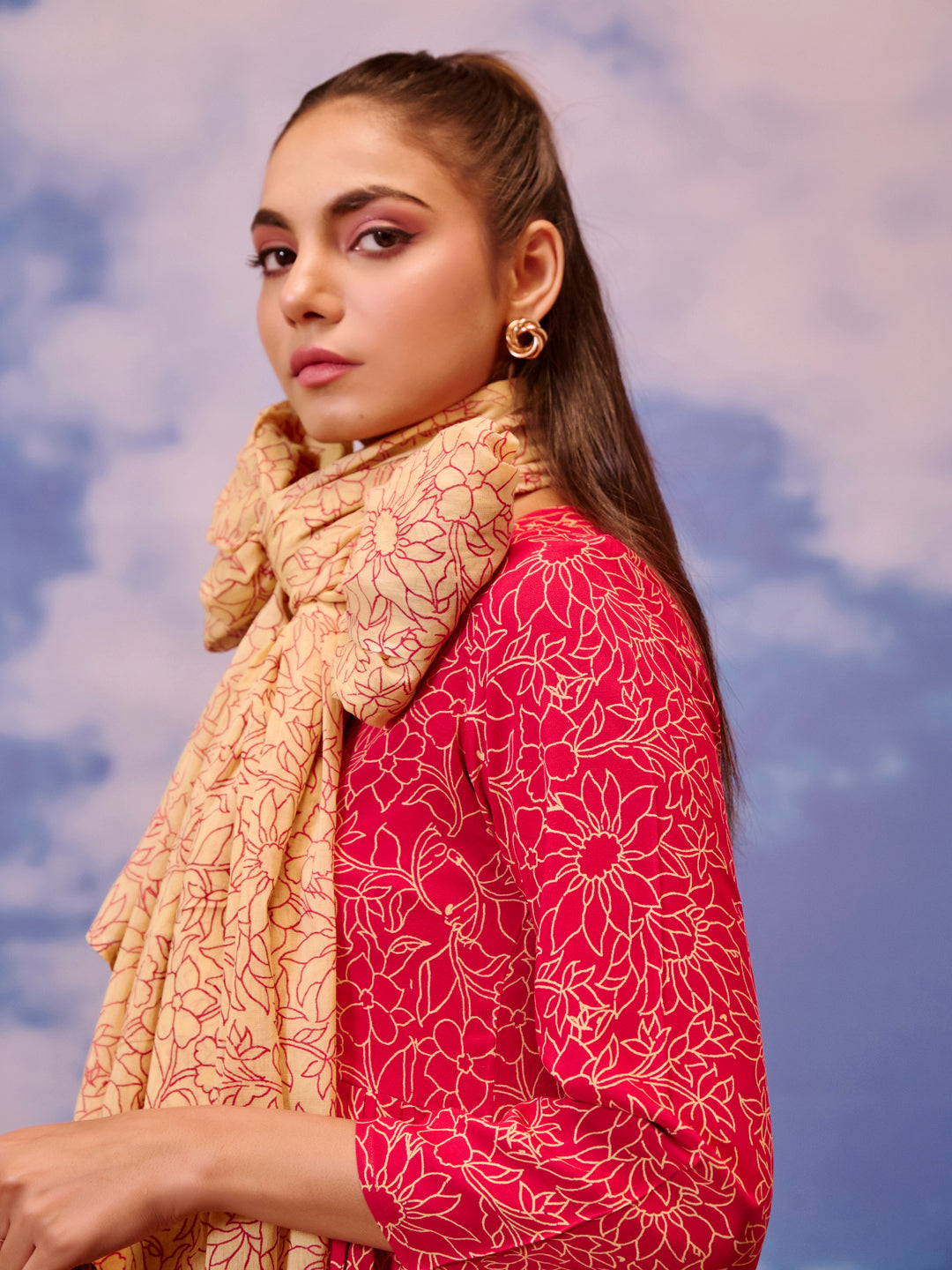 Women's Rayon Flared Kurta With Trouser And Dupatta