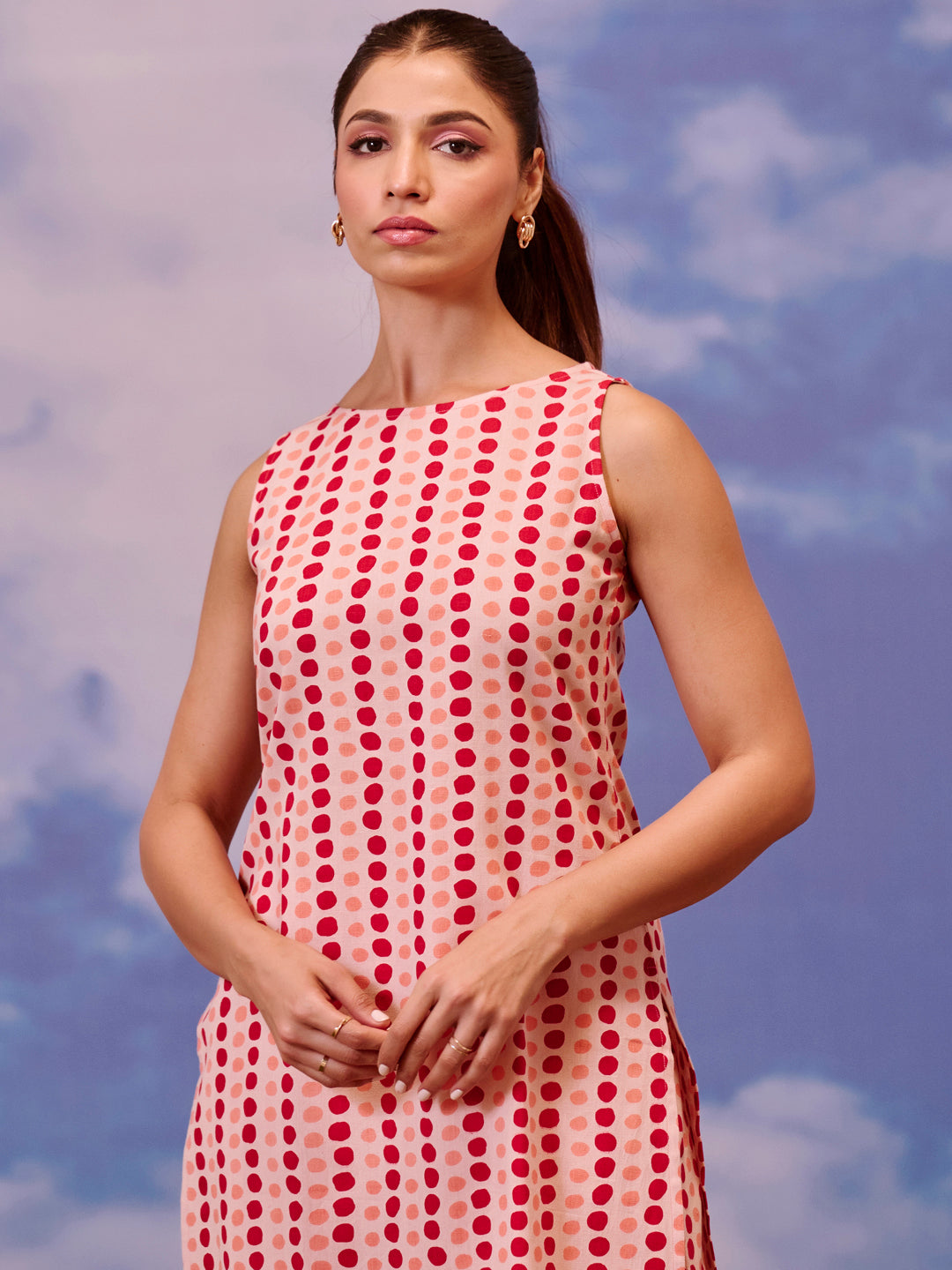 Women's Cotton Polka Dot Kurta With Trouser