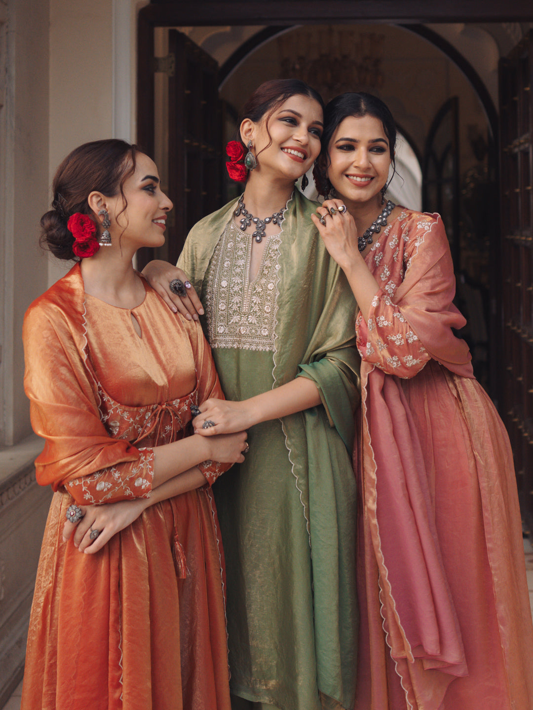 Women's Embroidered Flared Anarkali Kurta Set with Dupatta