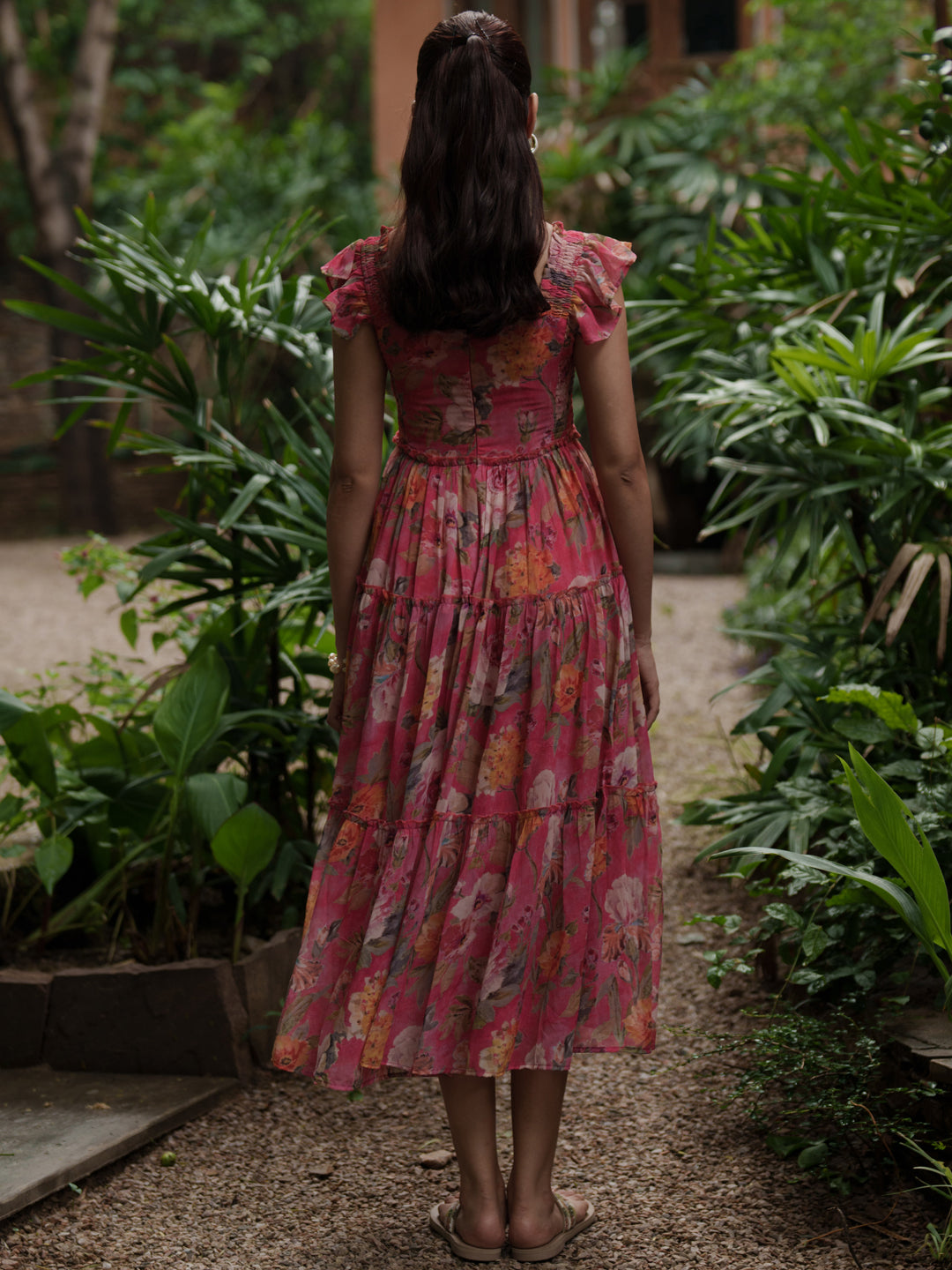 Anayna Women's Georgette Printed Tier Dress