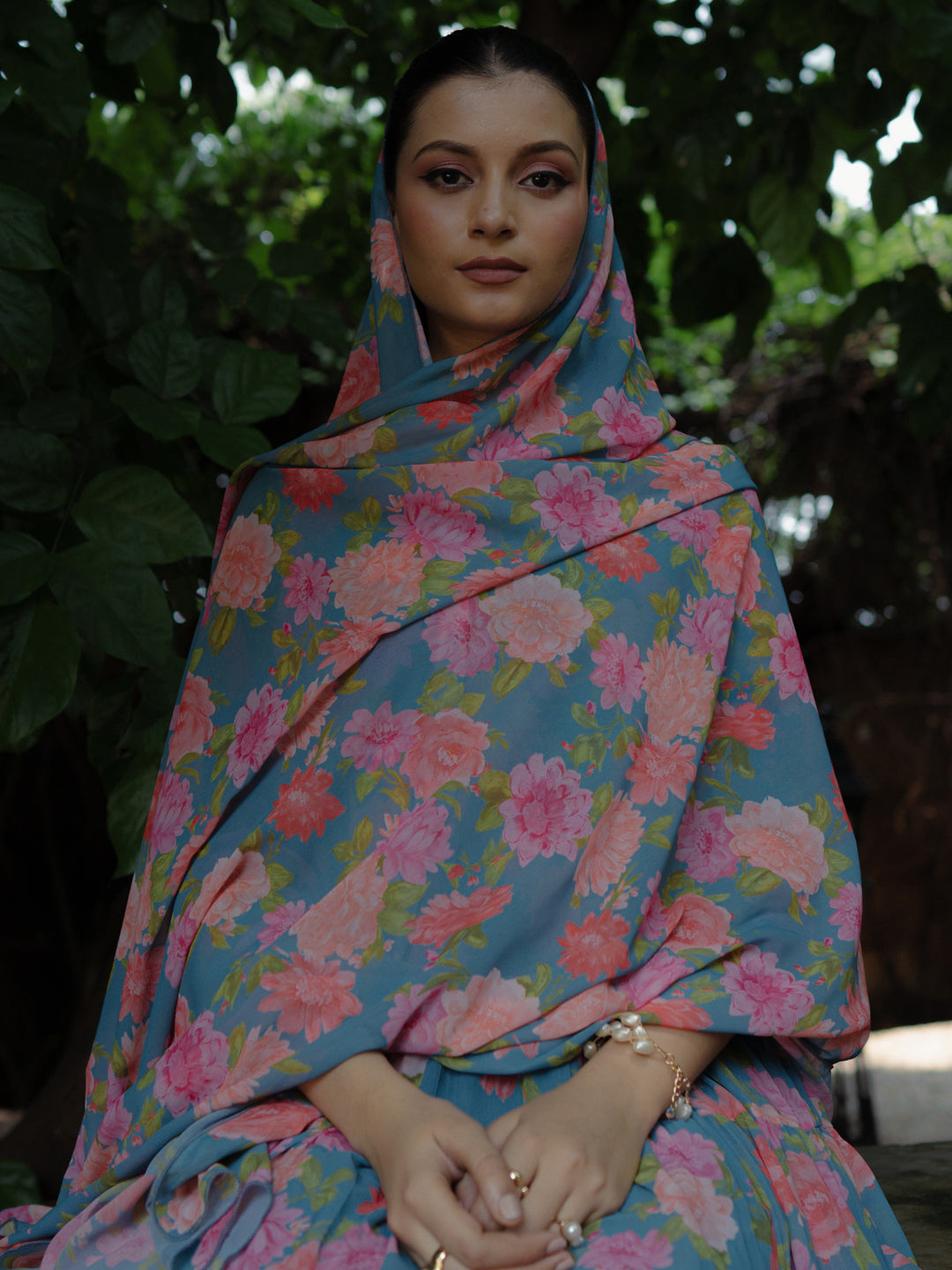 Women's Blue Georgette Kurta Set With Dupatta