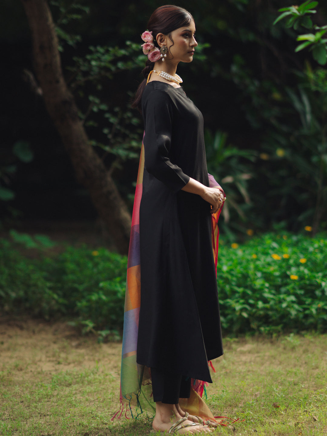 Women's Remi Silk Kurta Set with Organza Dupatta