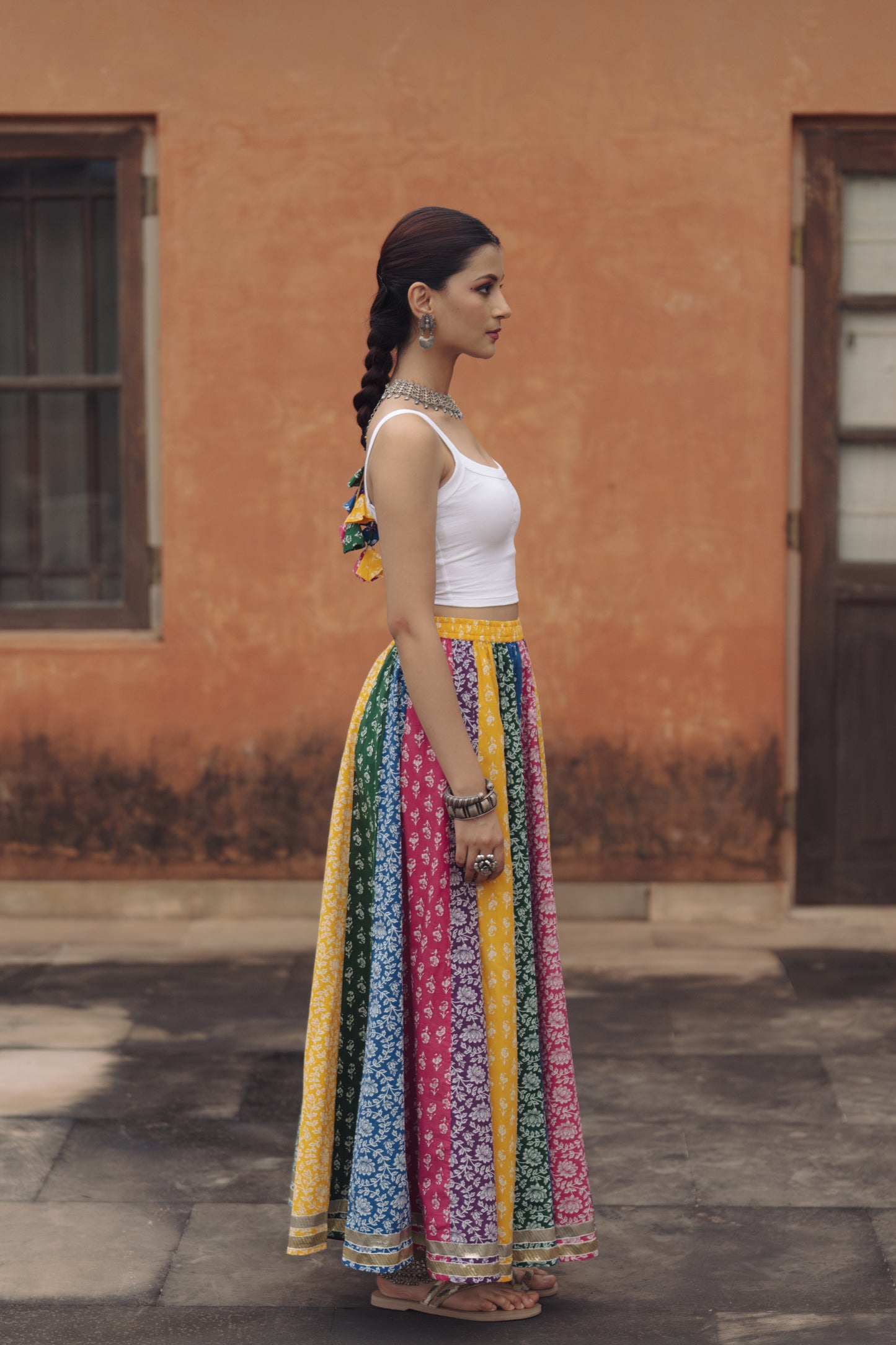 Women's Multicolor flared Maxi Skirt