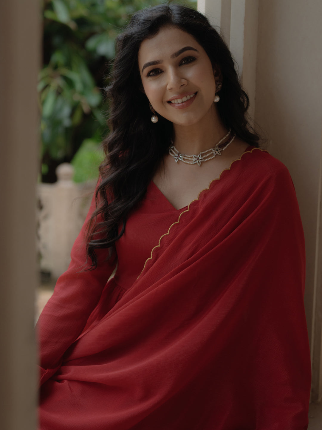 Women's Gathered Anarkali Kurta Set with Dupatta