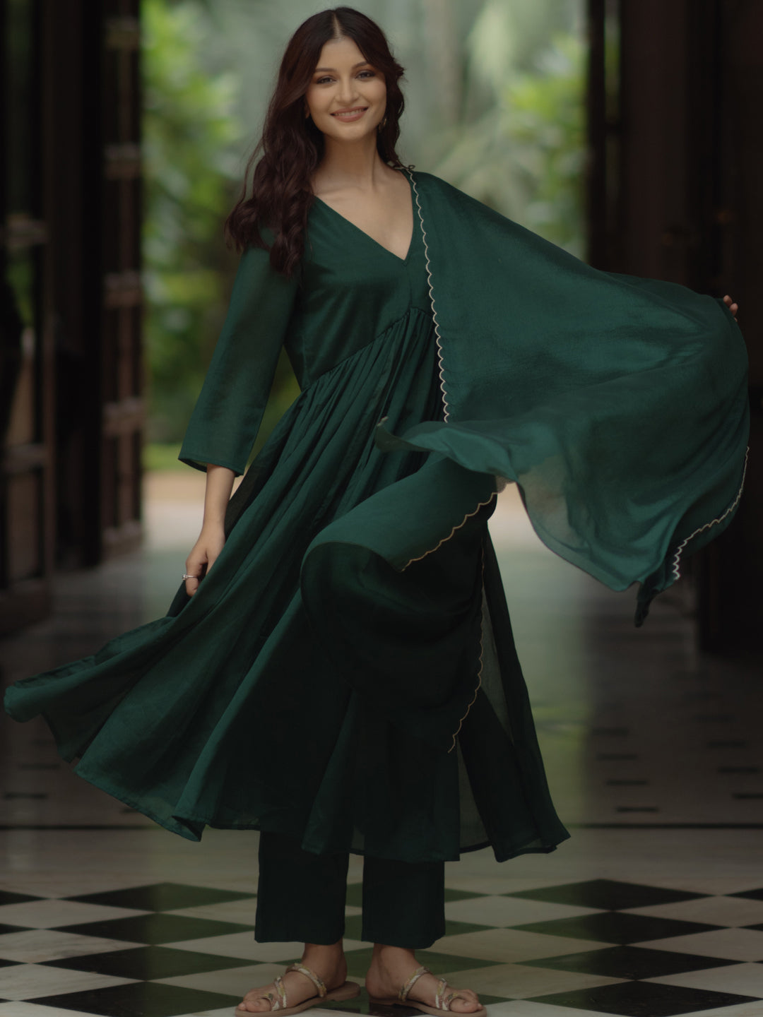 Women's High Slit Kurta Set with Dupatta