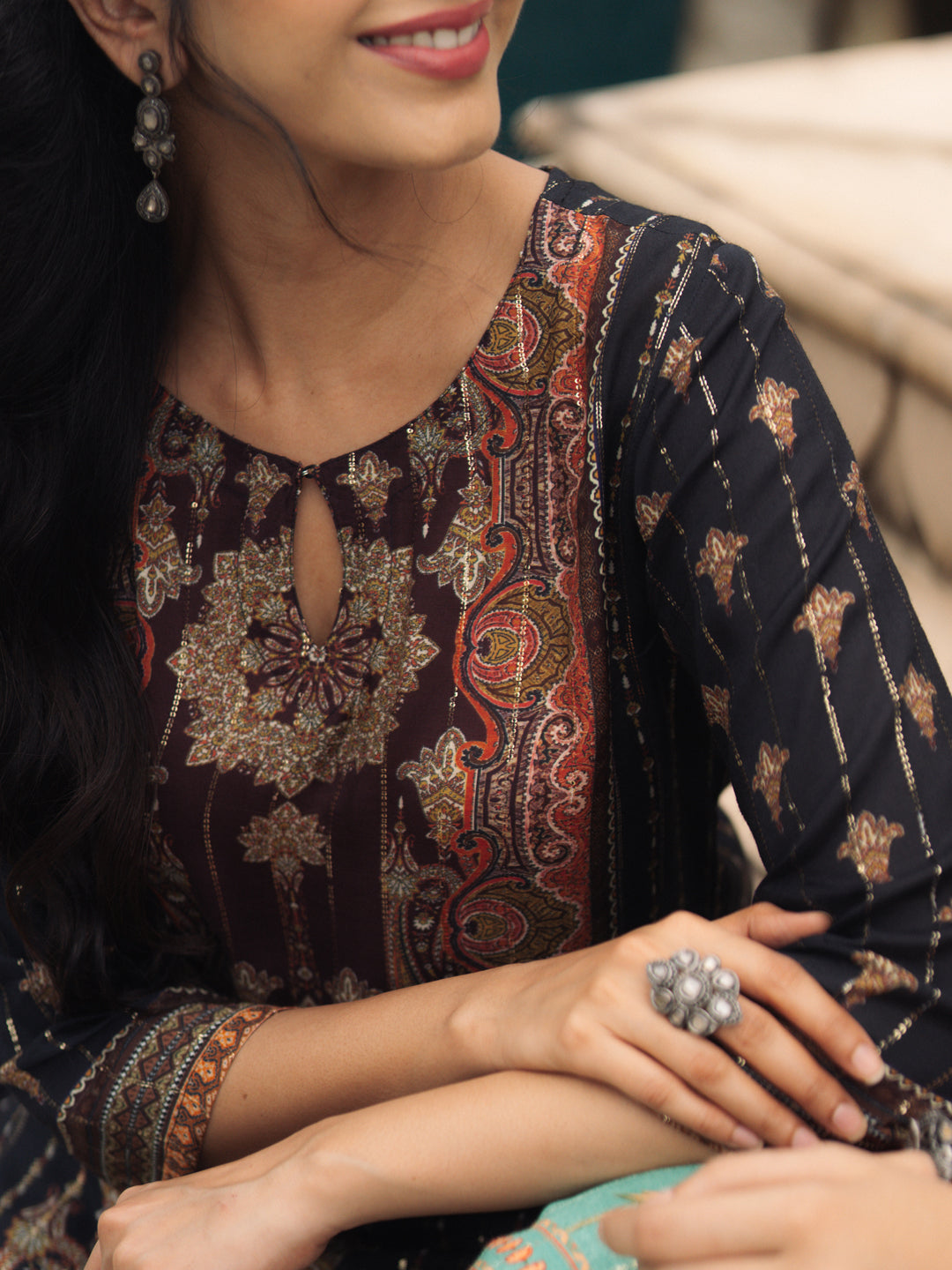 Women's Sequined Straight Kurta Set