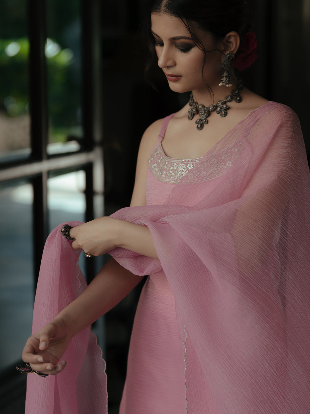 Women's Embroidered Sharara Set with Dupatta