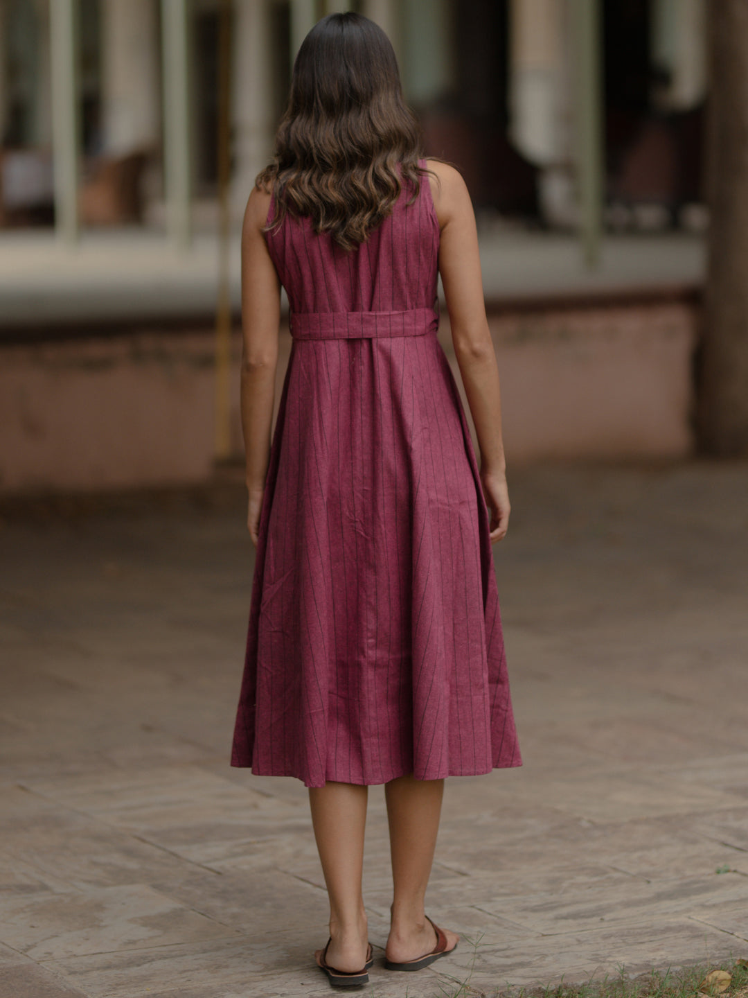 Women's Magenta Cotton A line Dress