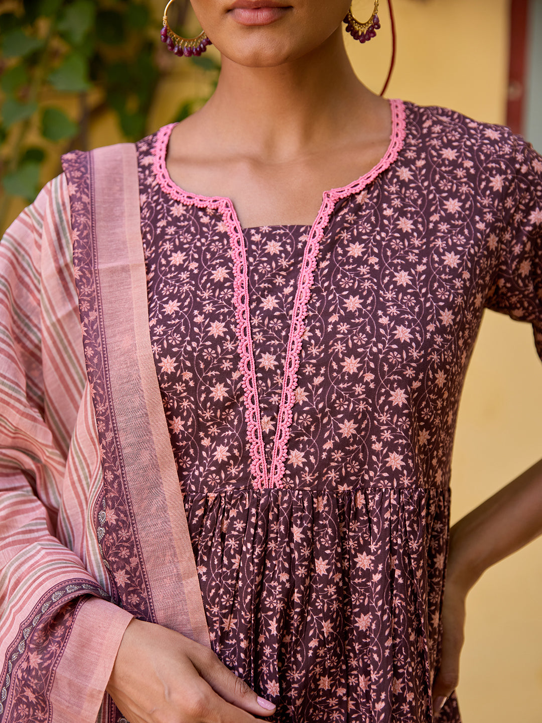 Women's Printed Cotton Suit Set with Dupatta