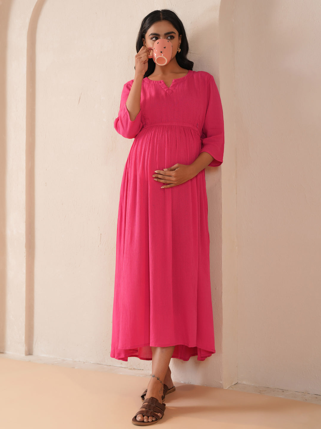 Women's Pink Maternity Dress