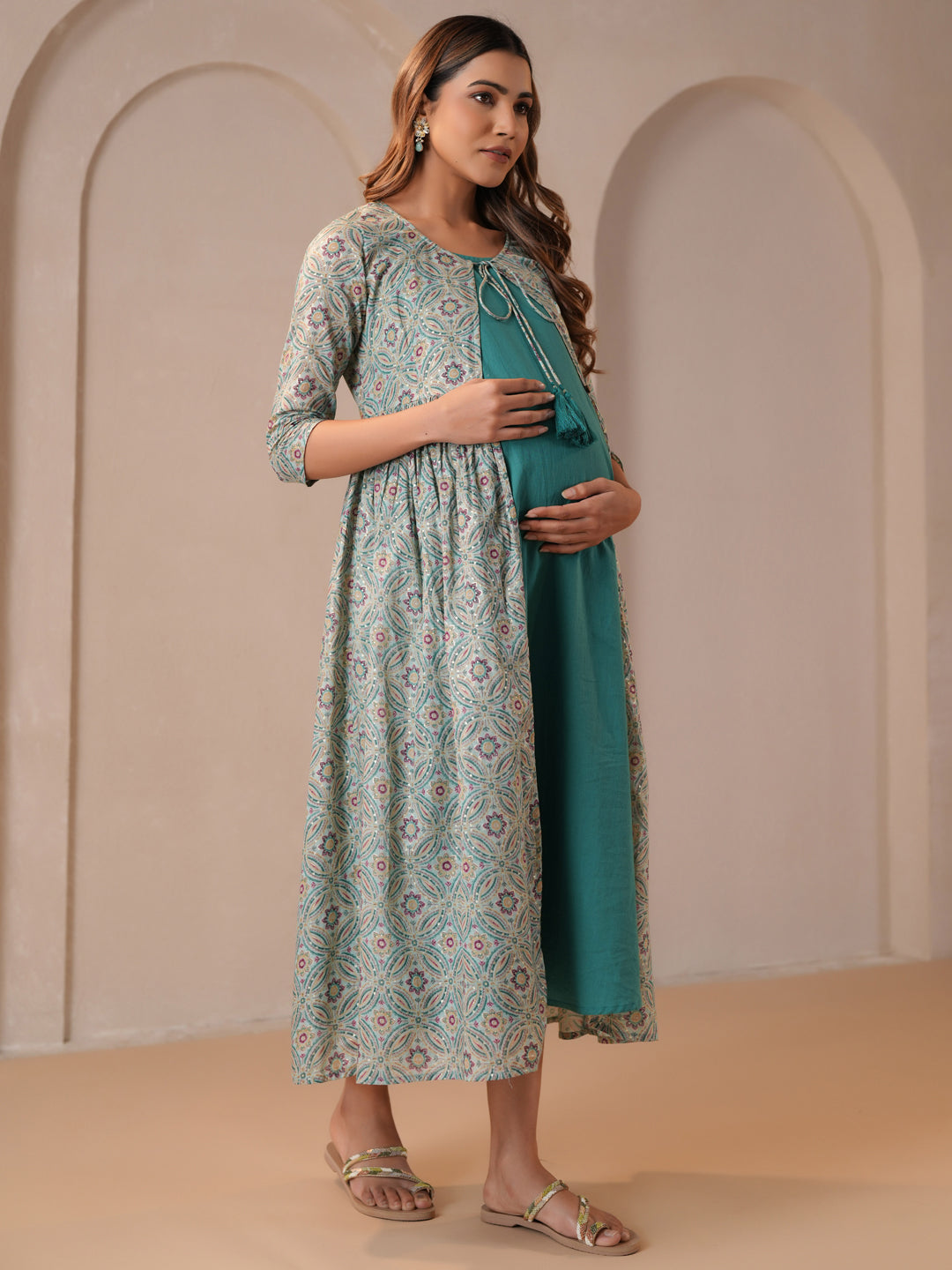 Women's Teal Maternity Dress with Jacket