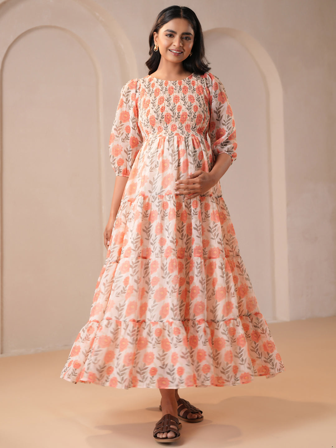 Women's Peach Maternity Dress