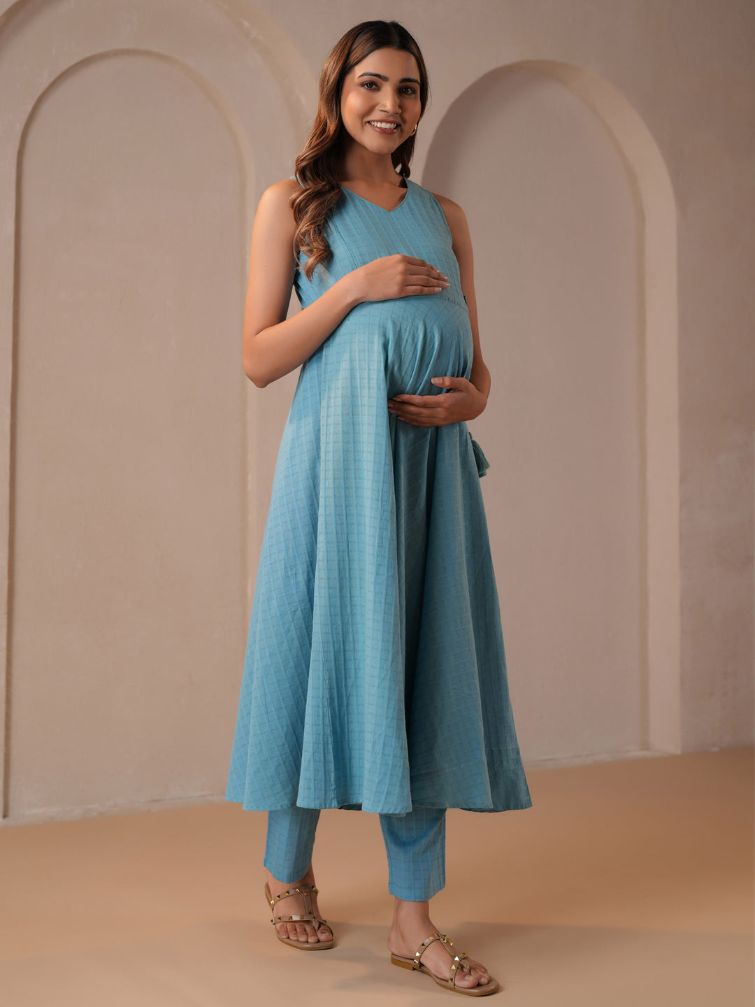 Women's Blue Maternity Kurta Sets