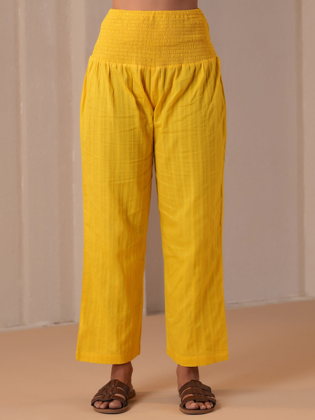 Women's Bright Yellow Cotton Feeding Maternity Kurta Sets