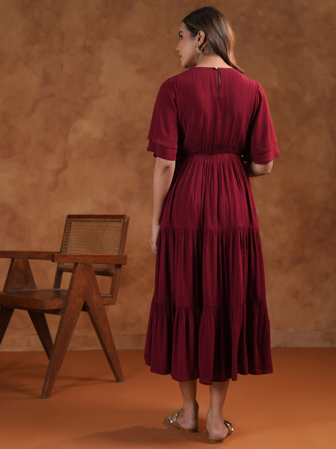 Women's Maroon Maternity Dress