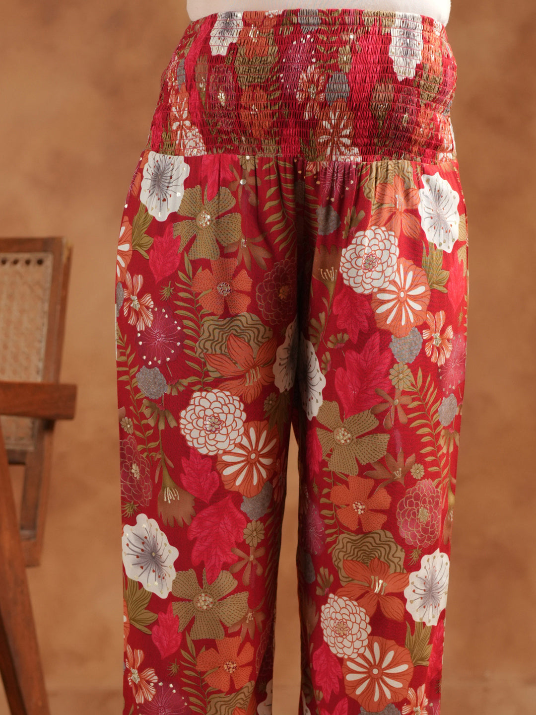 Women's Floral Red Maternity Kurta Sets