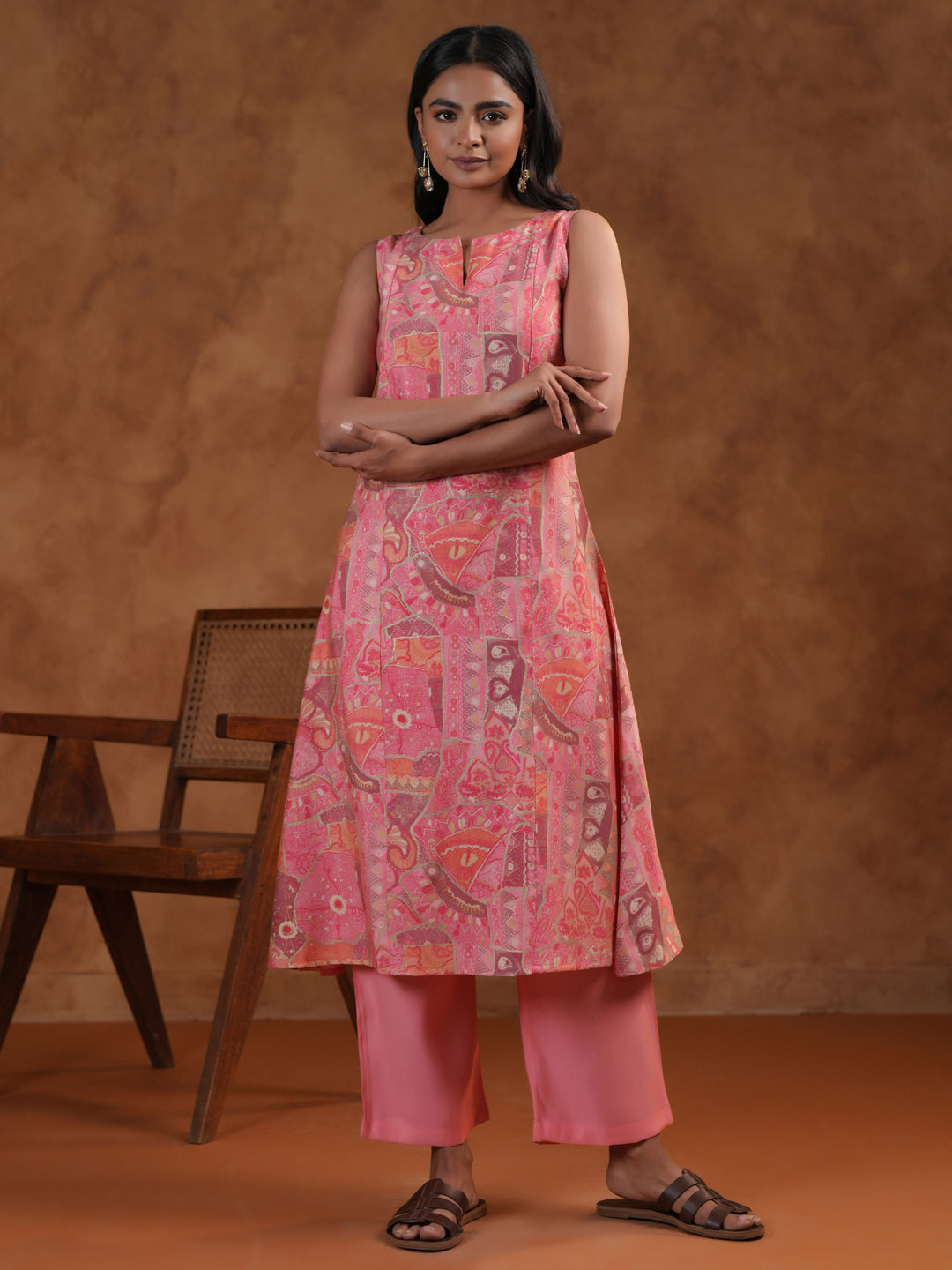 Women's Silk Pink Maternity Kurta Sets
