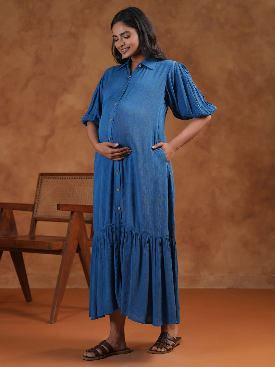 Women's Blue Maternity Dress