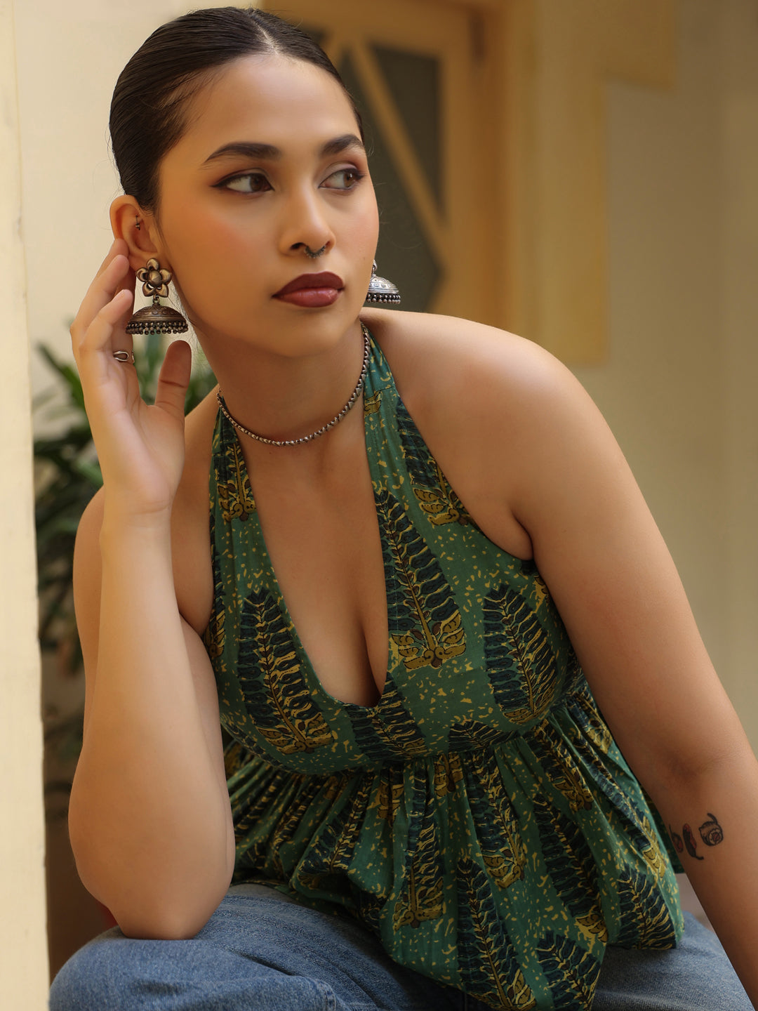 Women's Printed Halter Neck Top