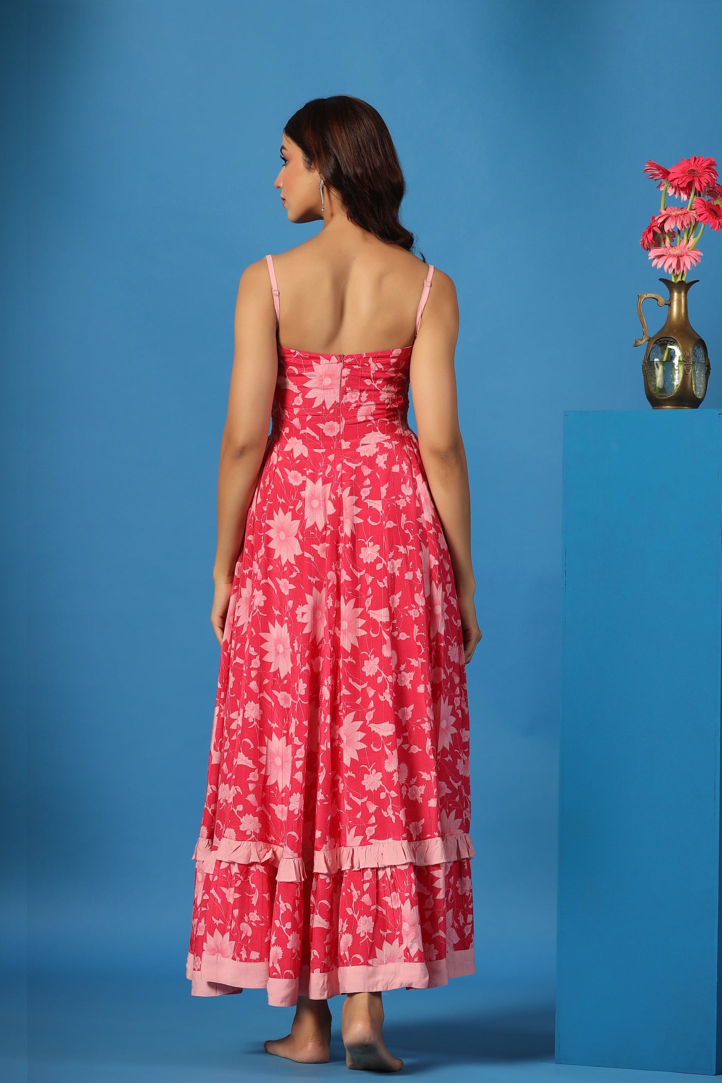 Women's Pink Floral Long Dress