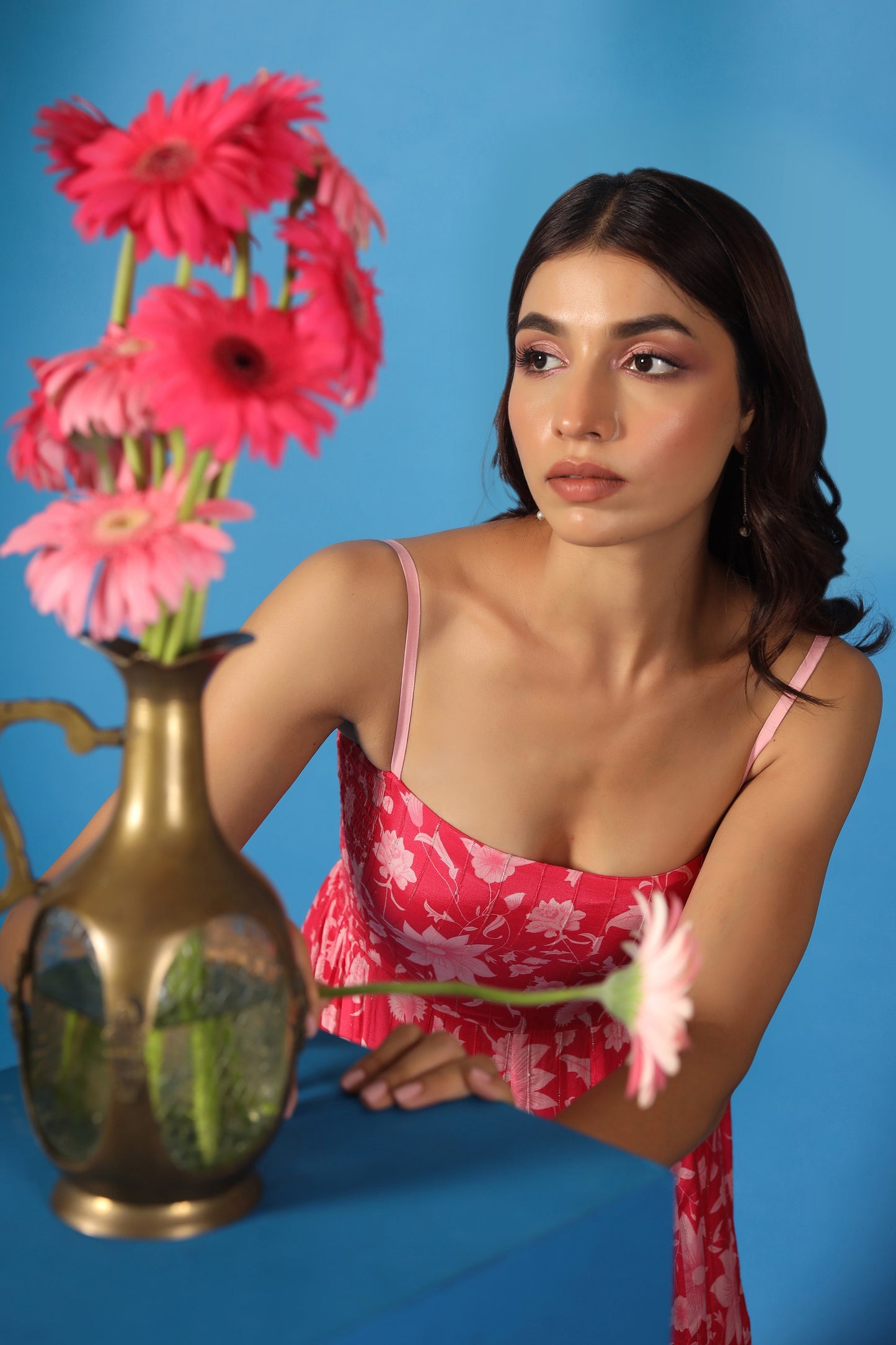 Women's Pink Floral Long Dress