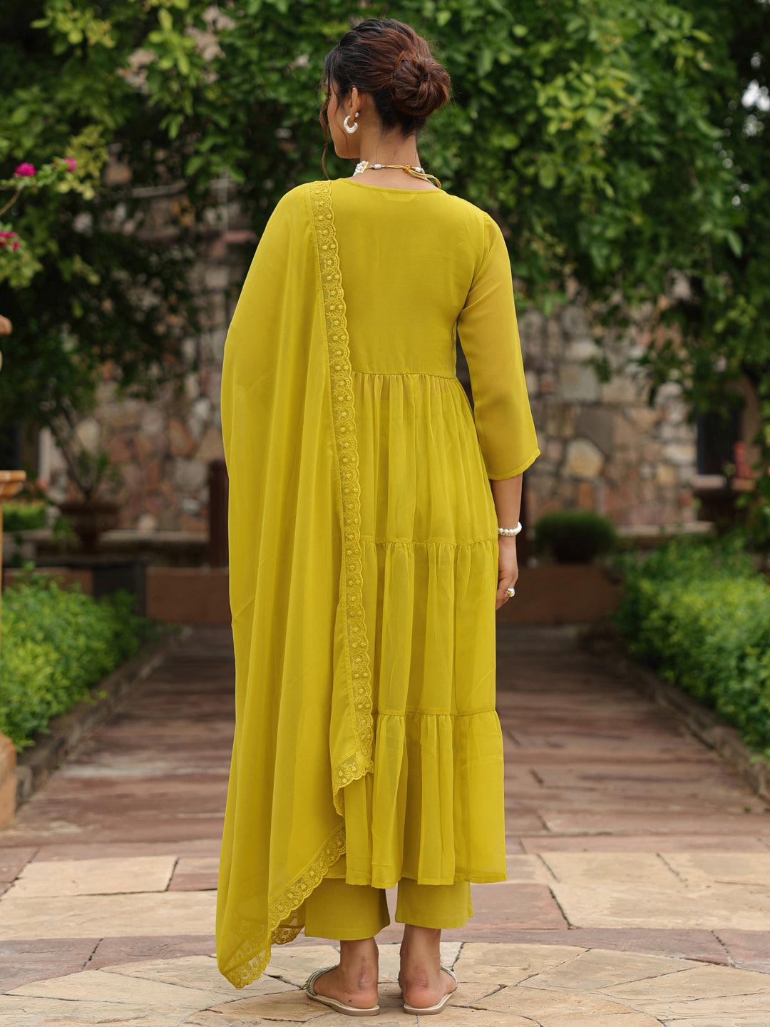 Women's Tiered Angrakha Anarkali Set