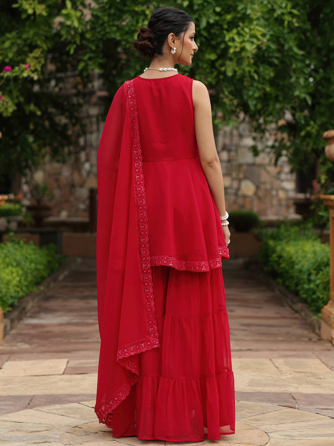 Women's Peplum Angrkha Sharara Set