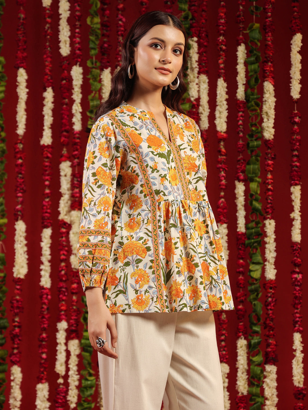 Women's Yellow Short Kurti