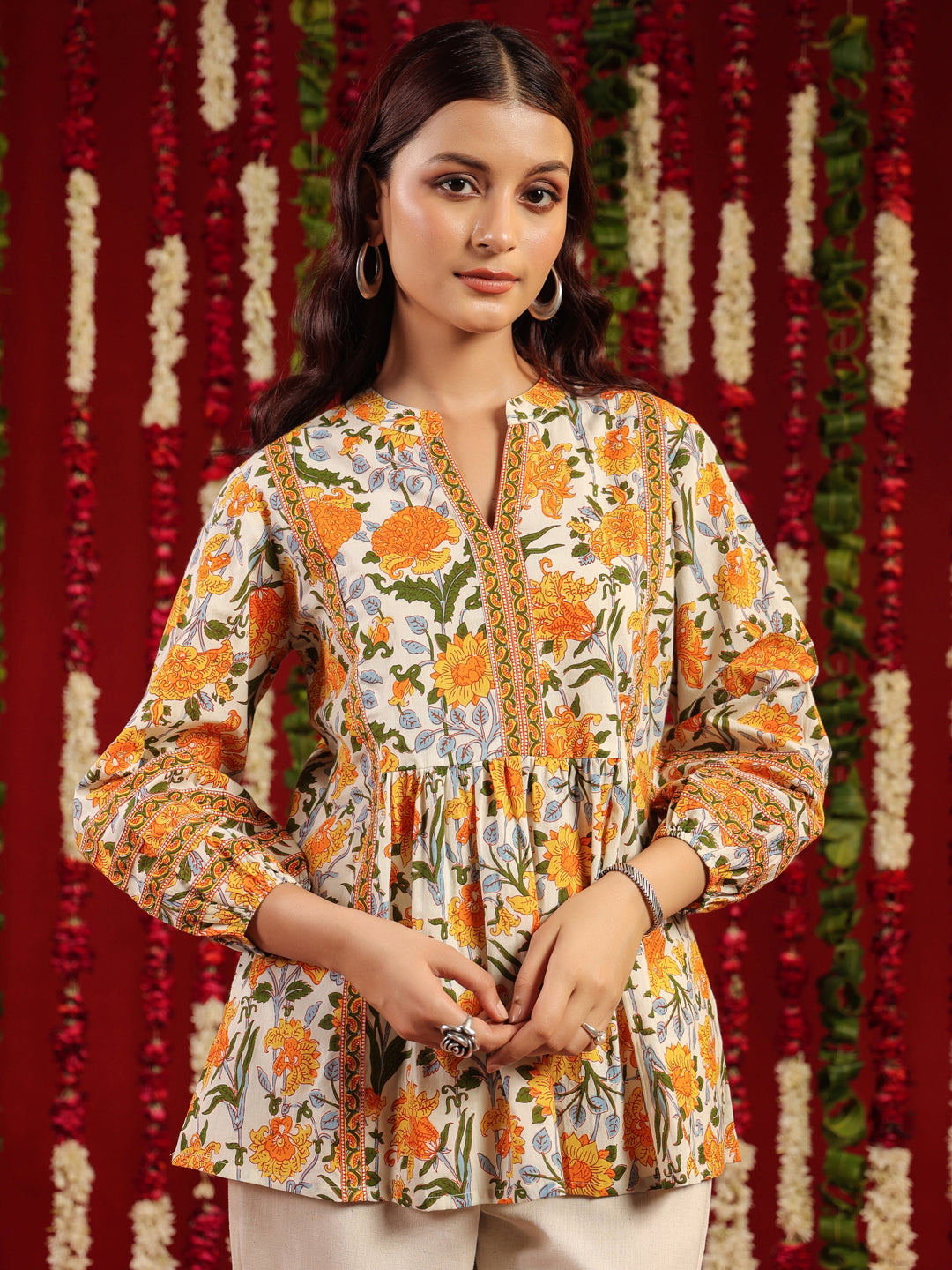 Women's Yellow Short Kurti
