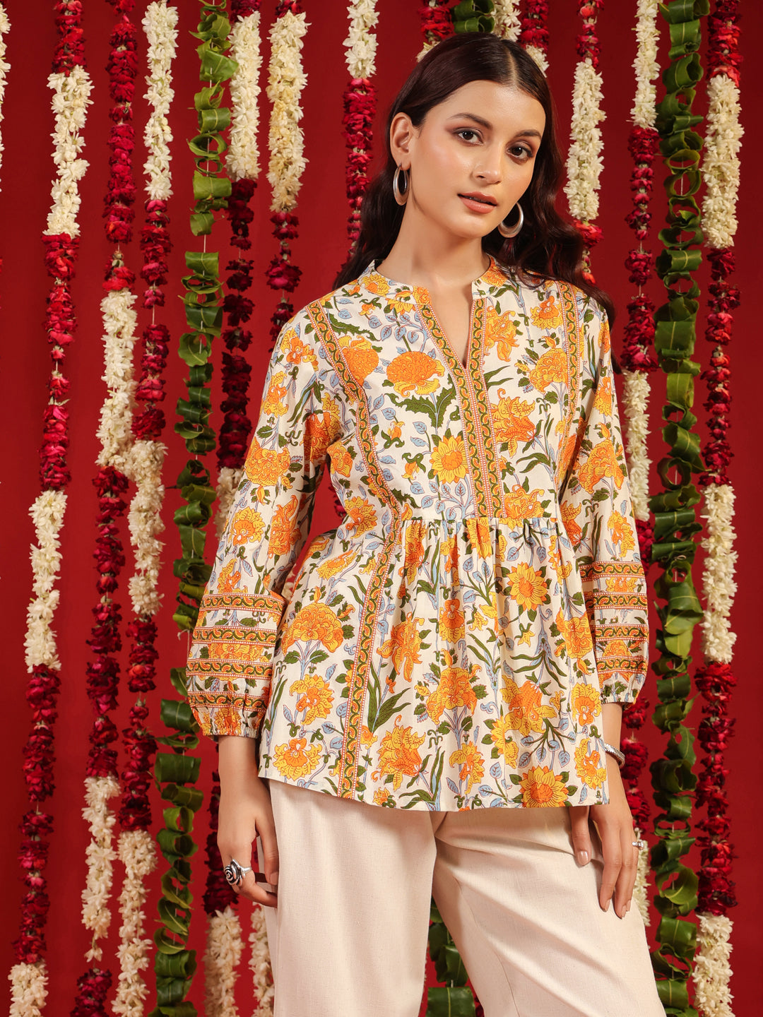 Women's Yellow Short Kurti