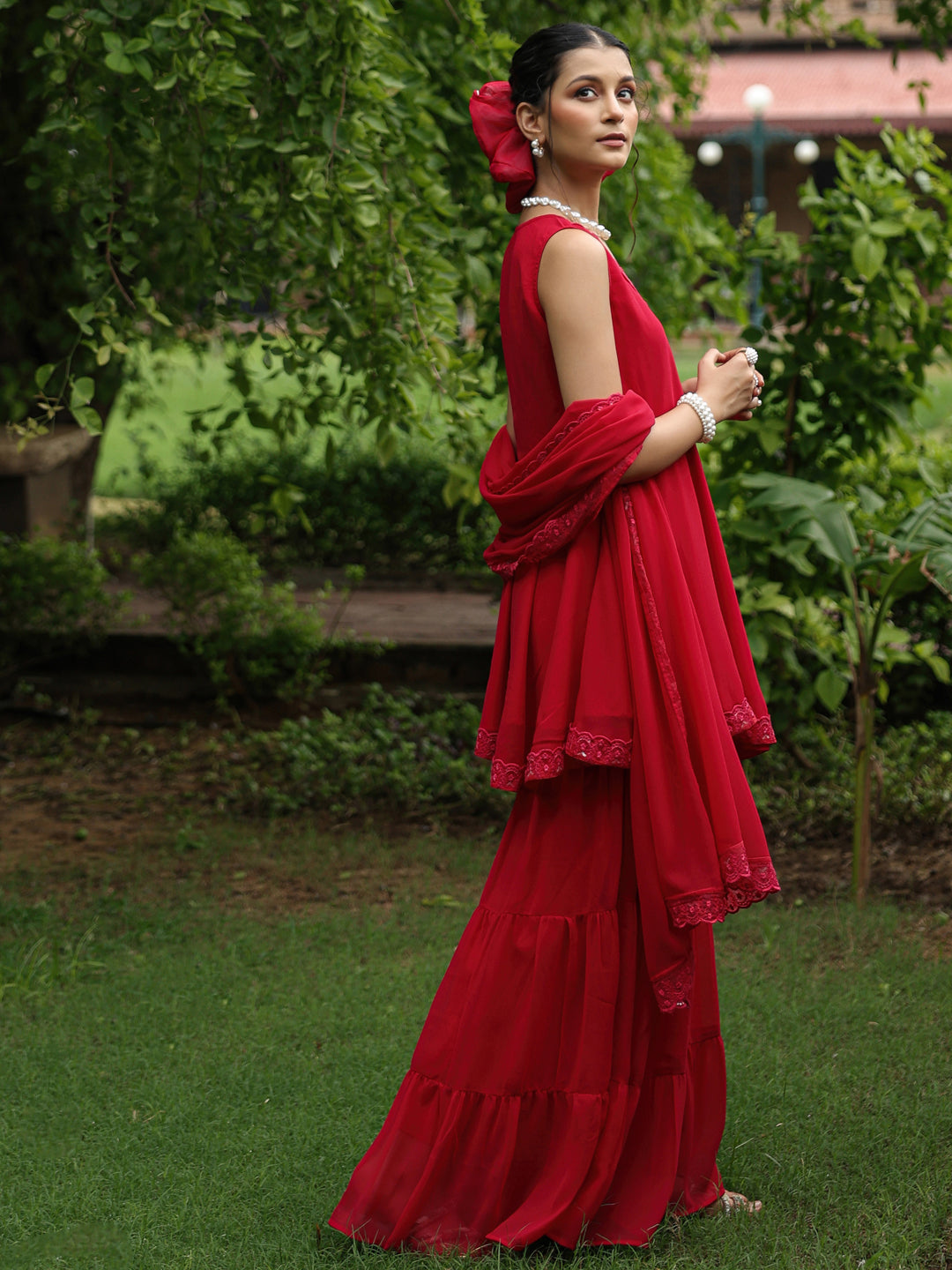 Women's Peplum Angrkha Sharara Set